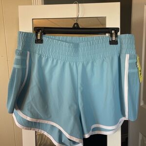 All in Motion Women's Athletic Shorts in Light Blue with White Accents